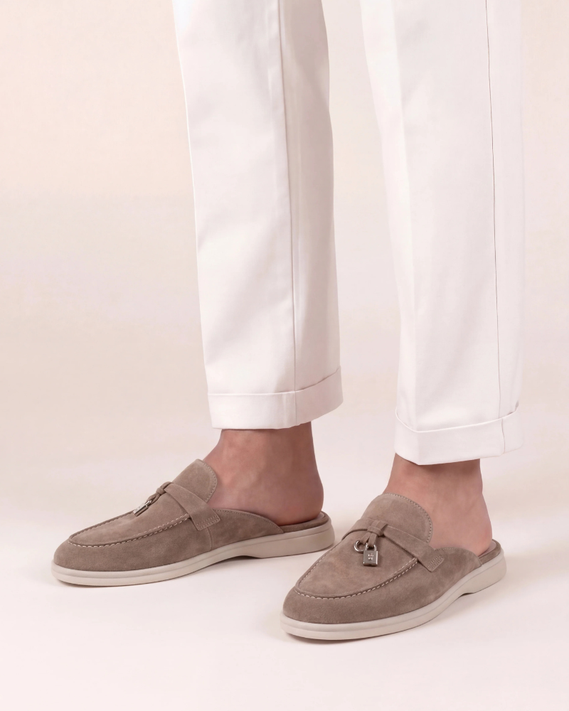 Mediterráneo | Mocasín Abierto de Ante — Beige