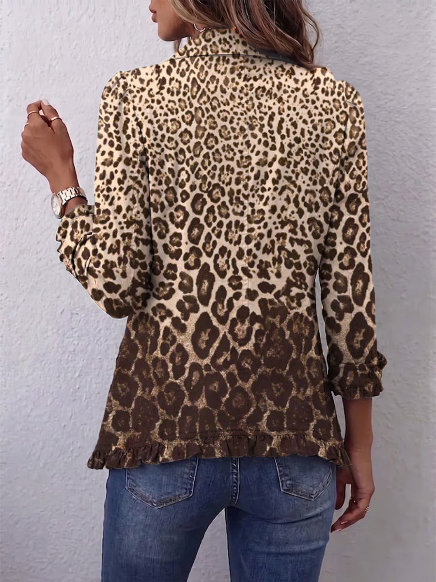 Gina | Chaqueta con estampado de leopardo y elegantes volantes