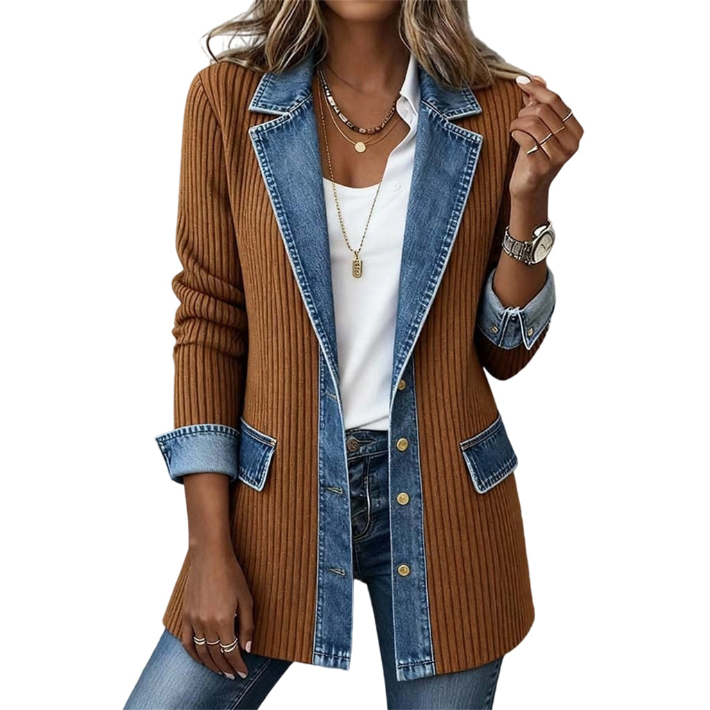 Lea | Chaqueta vaquera con inserciones de punto acanalado