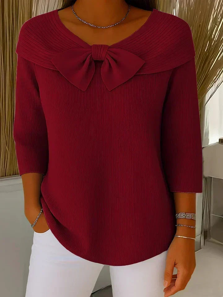 Teresina | Suéter elegante con lazo y cuello redondo