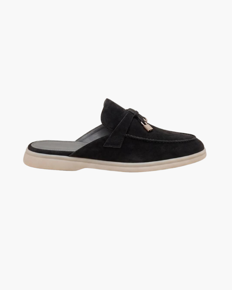 Mediterráneo | Mocasín Abierto de Ante — Negro