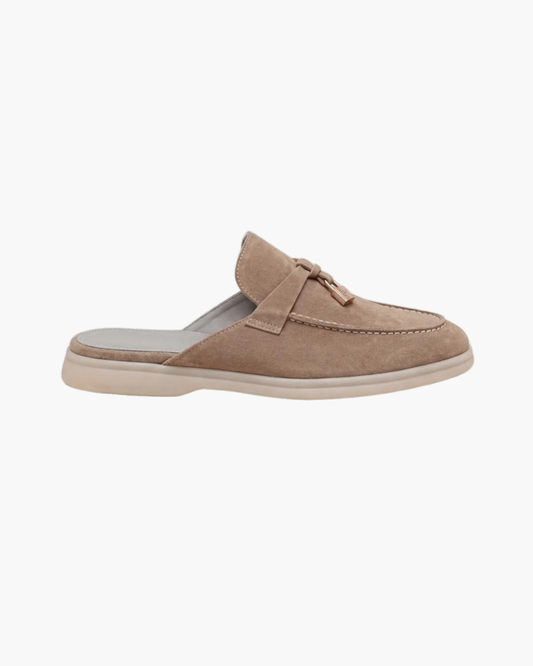Mediterráneo | Mocasín Abierto de Ante — Beige