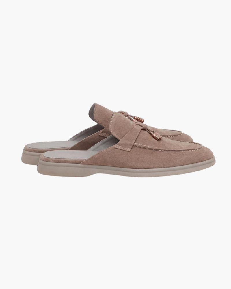 Mediterráneo | Mocasín Abierto de Ante — Beige
