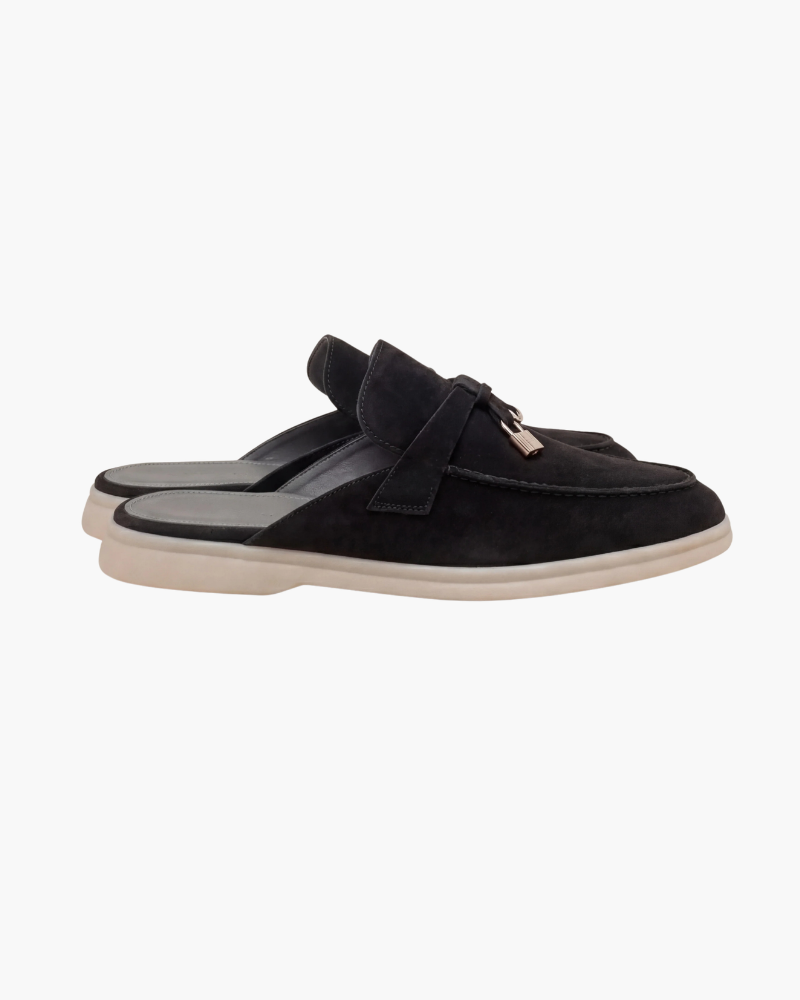 Mediterráneo | Mocasín Abierto de Ante — Negro