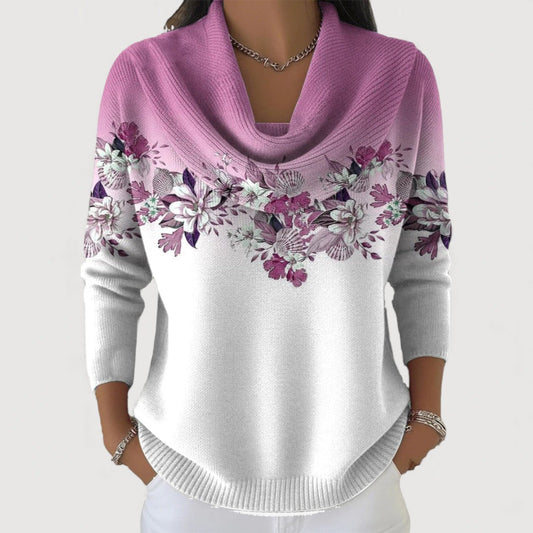 Aurora | Elegante Suéter Floral de Cuello Alto