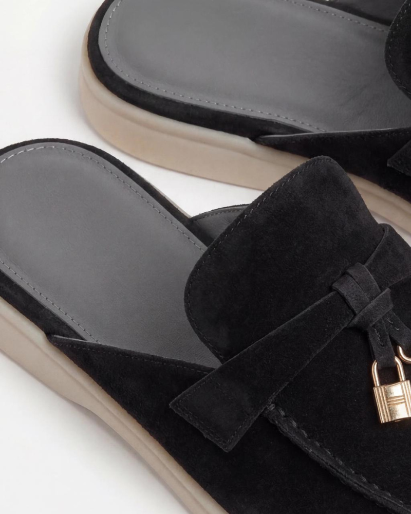 Mediterráneo | Mocasín Abierto de Ante — Negro