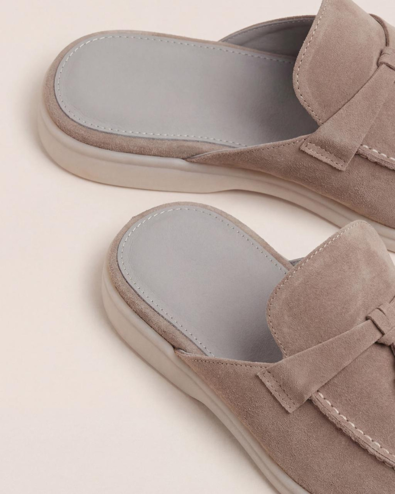 Mediterráneo | Mocasín Abierto de Ante — Beige