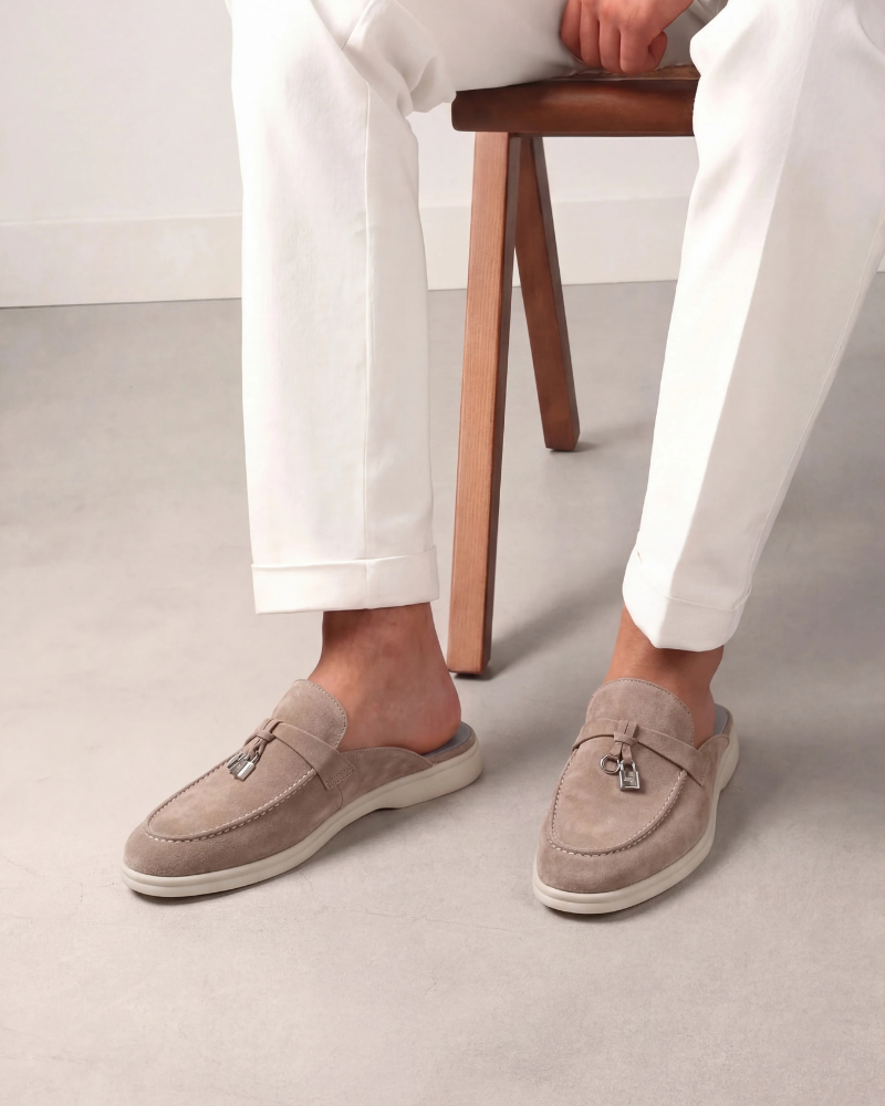 Mediterráneo | Mocasín Abierto de Ante — Beige