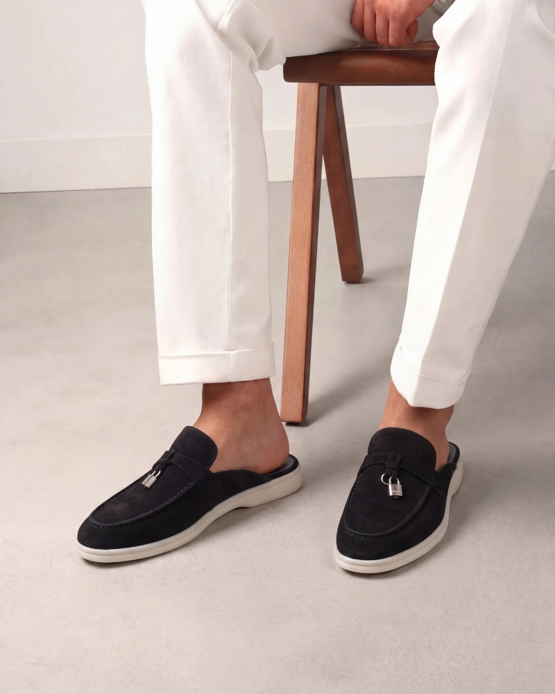 Mediterráneo | Mocasín Abierto de Ante — Negro