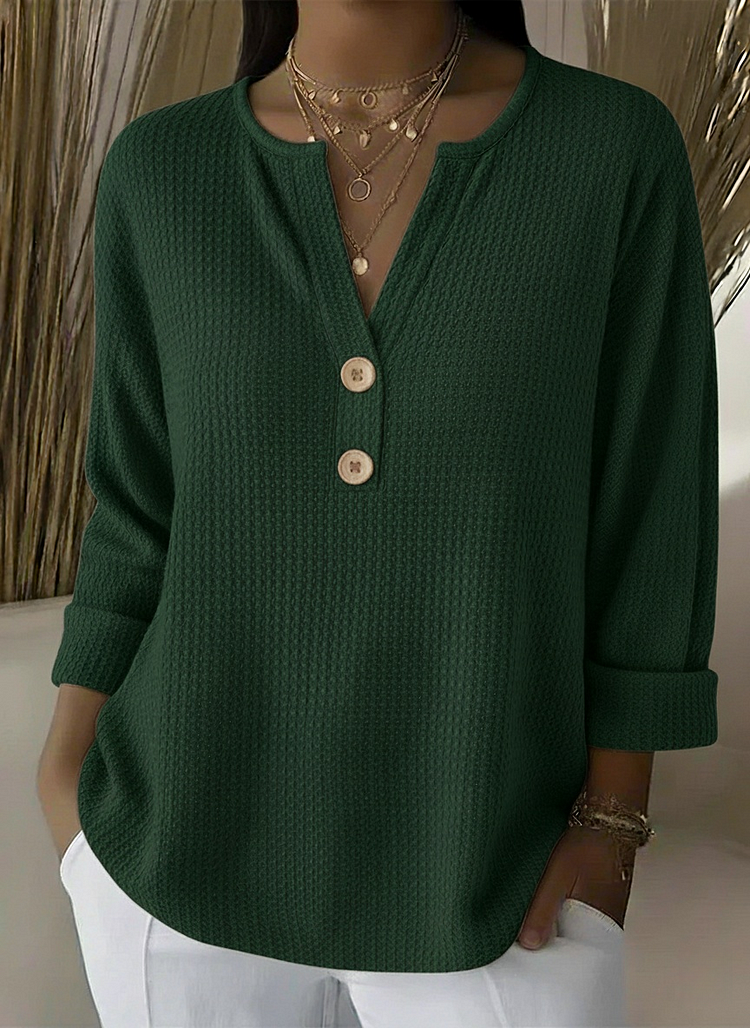 Lucia | Camiseta Henley texturizada con elegantes botones
