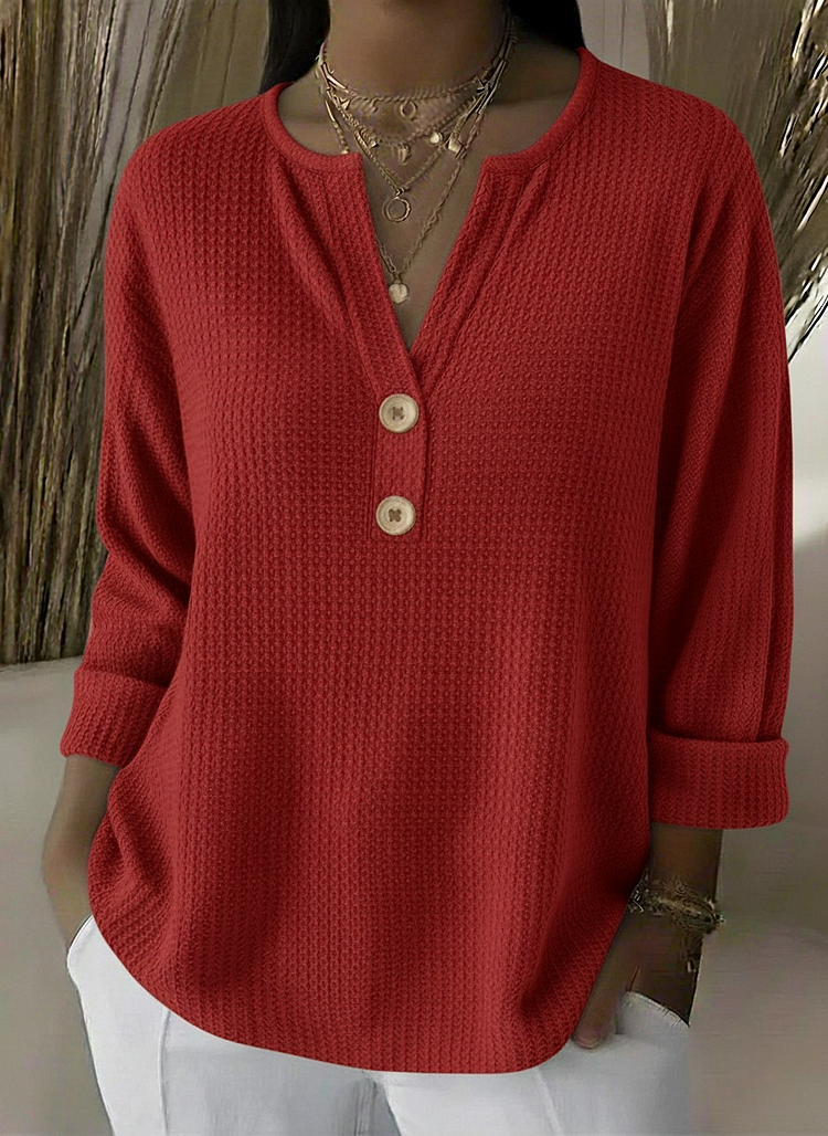 Lucia | Camiseta Henley texturizada con elegantes botones