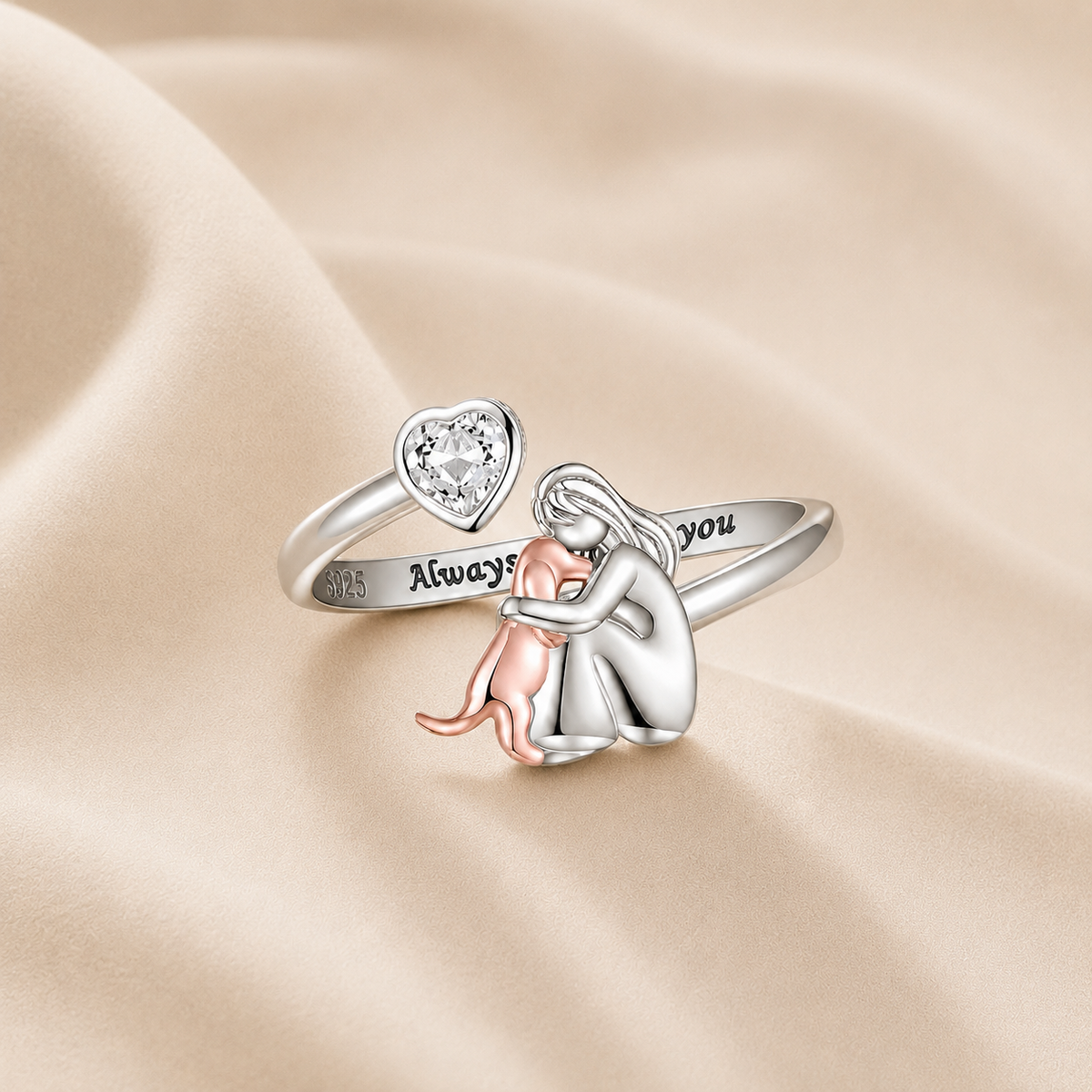 El Abrazo Eterno – Anillo Ajustable Personalizado con Grabado