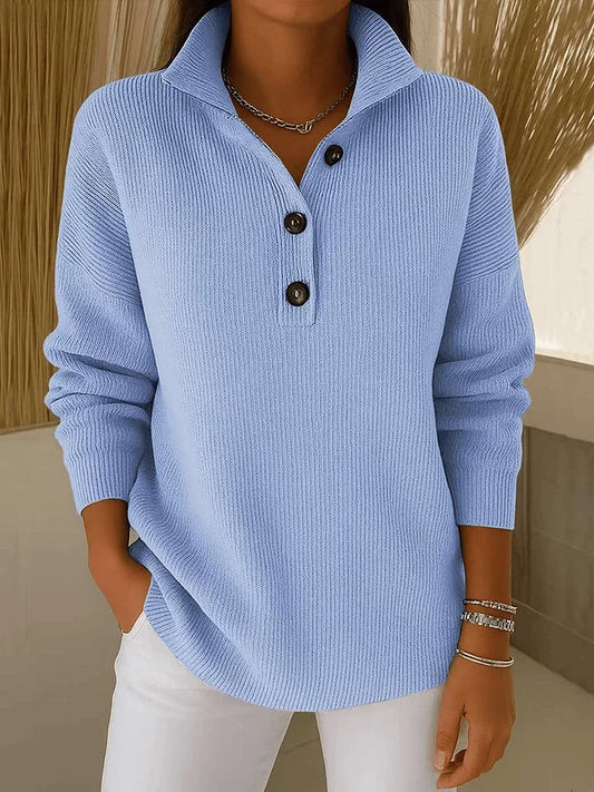 Amalia | Elegante suéter tipo polo con cuello en V