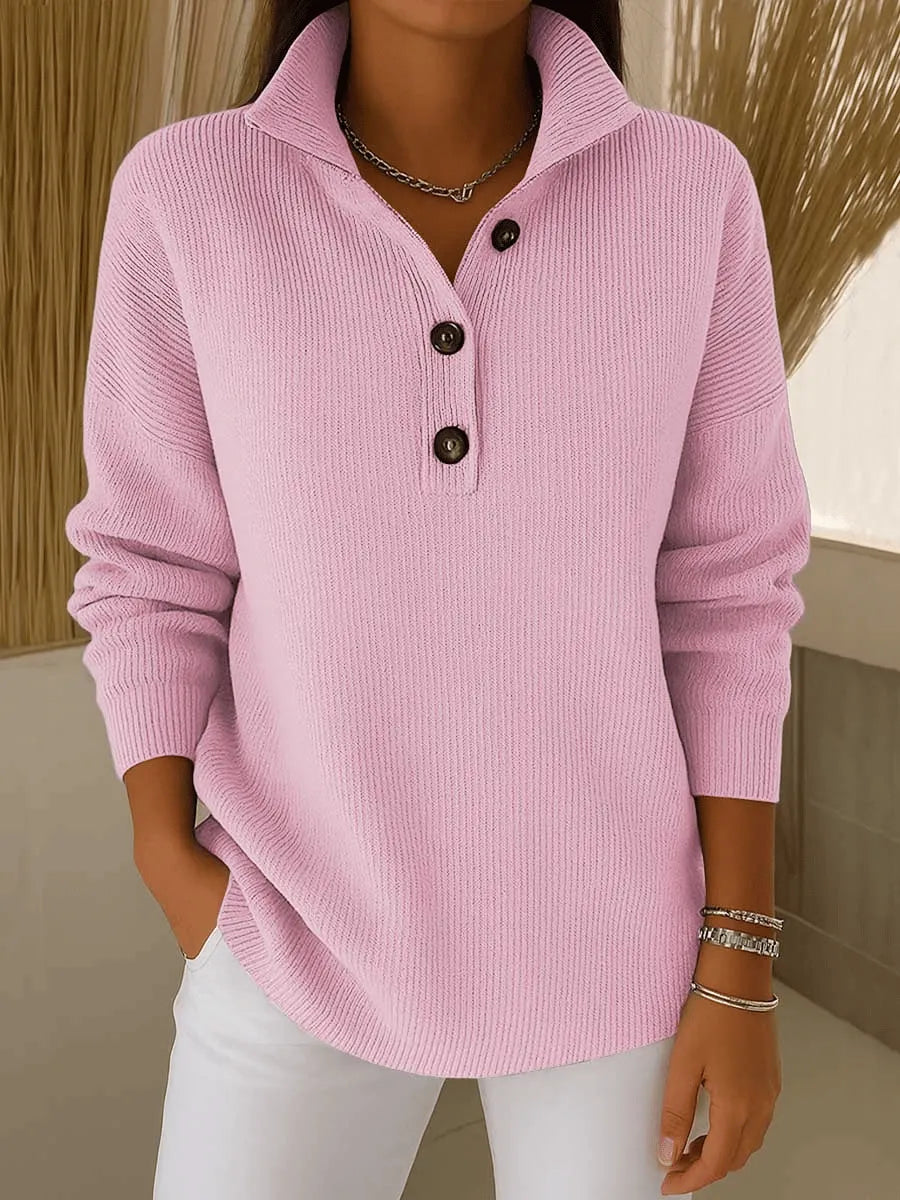 Amalia | Elegante suéter tipo polo con cuello en V