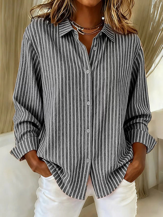 Ginevra | Camisa elegante de rayas con botones adelante