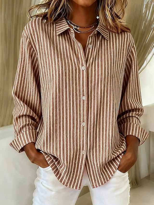 Ginevra | Camisa elegante de rayas con botones adelante