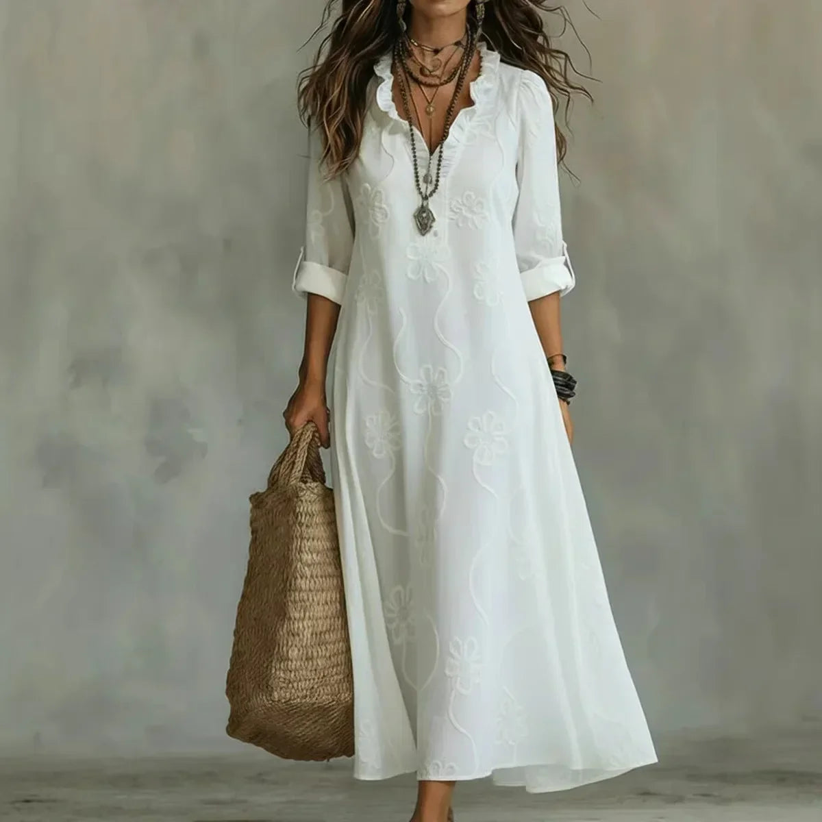 Siena | Elegante vestido largo de verano con estampado floral