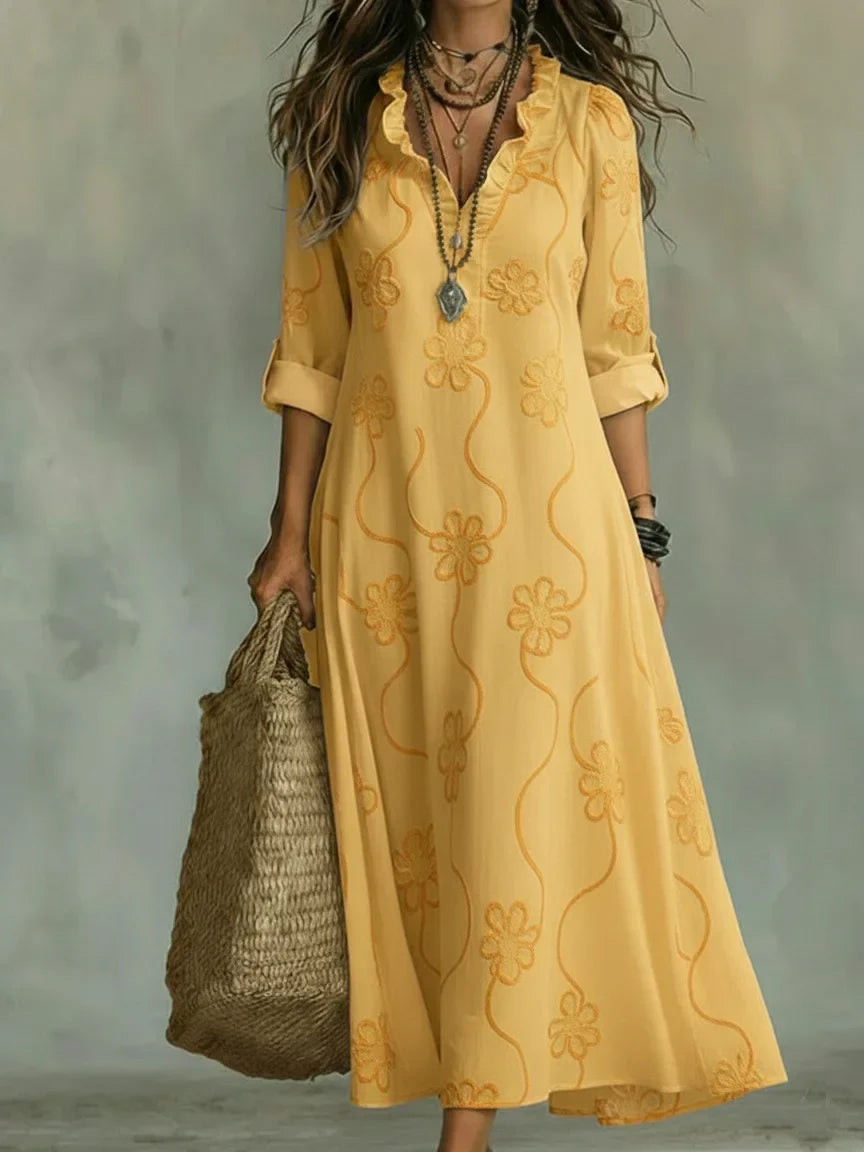 Siena | Elegante vestido largo de verano con estampado floral
