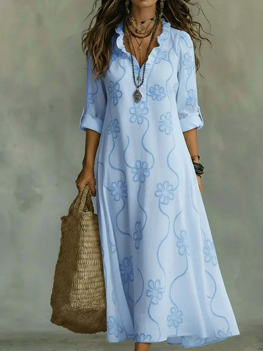 Siena | Elegante vestido largo de verano con estampado floral