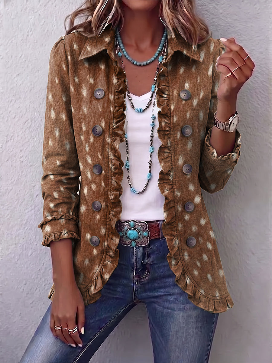 Pasqualina | Elegante chaqueta animal print con volante
