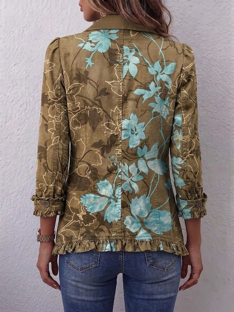 Domenica | Elegante chaqueta floral degradada con volantes femeninos