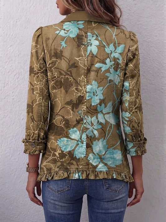 Domenica | Elegante chaqueta floral degradada con volantes femeninos