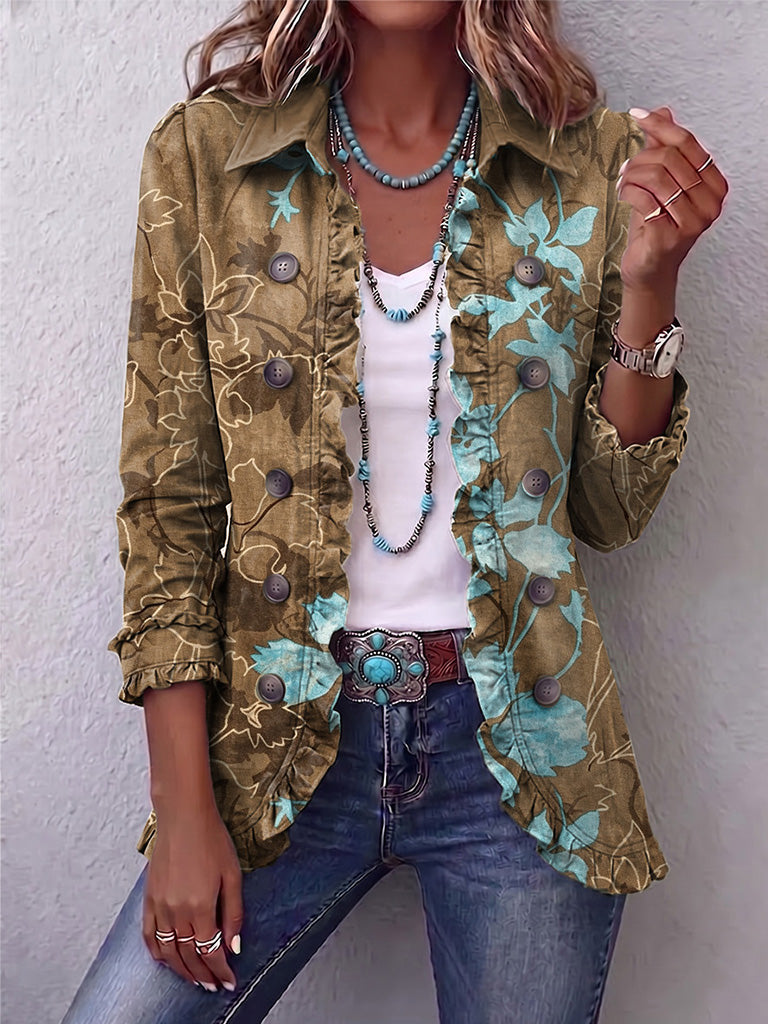 Domenica | Elegante chaqueta floral degradada con volantes femeninos