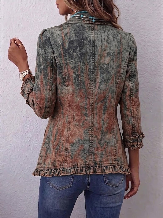 Vincenza | Elegante chaqueta texturizada con degradado y volante