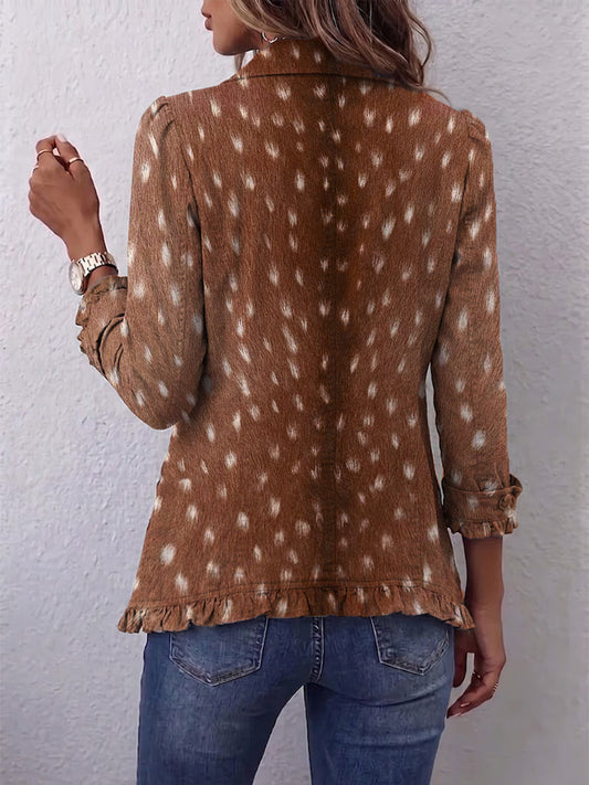 Pasqualina | Elegante chaqueta animal print con volante