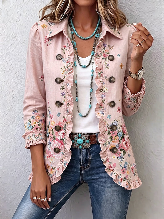 Maddalena | Chaqueta floral con volantes y botones elegantes