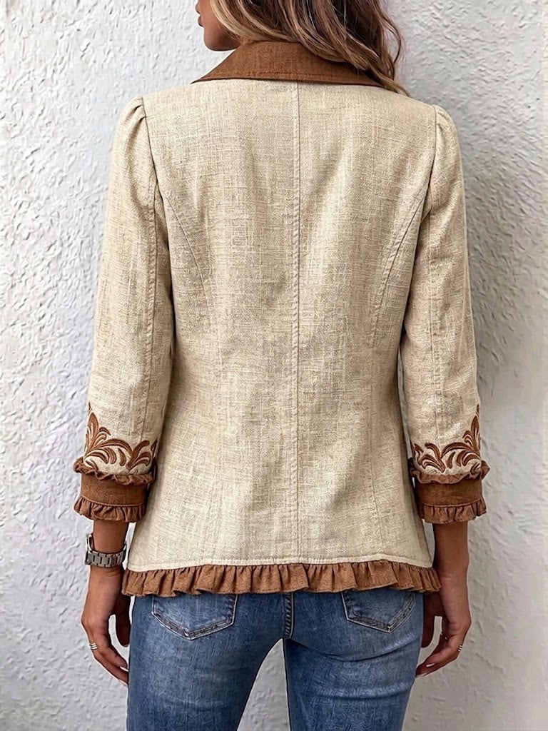 Iolanda | Elegante chaqueta floral bordada con volante F