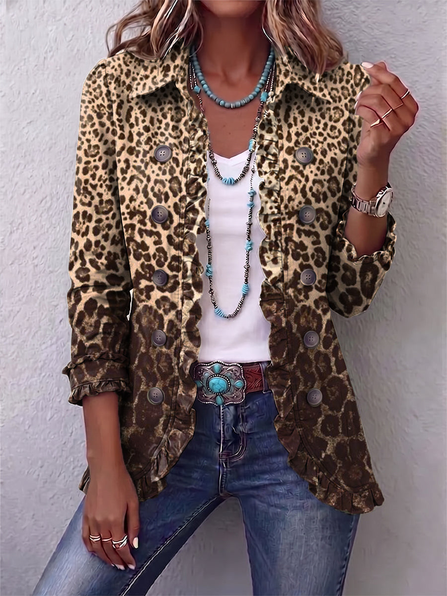 Gina | Chaqueta con estampado de leopardo y elegantes volantes