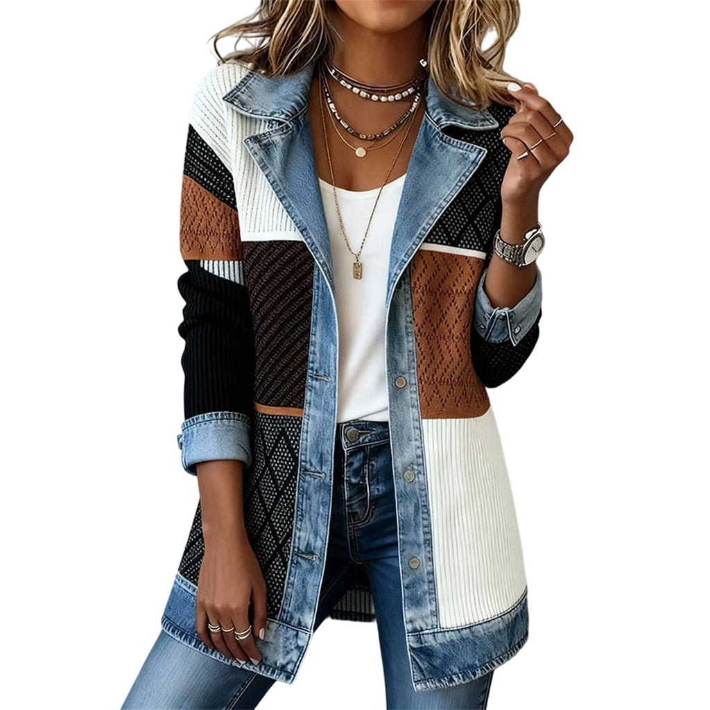 Lea | Chaqueta vaquera con inserciones de punto acanalado