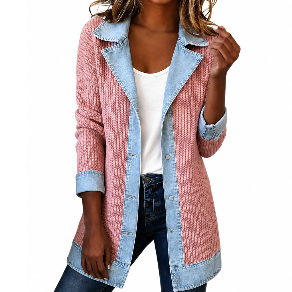 Lea | Chaqueta vaquera con inserciones de punto acanalado