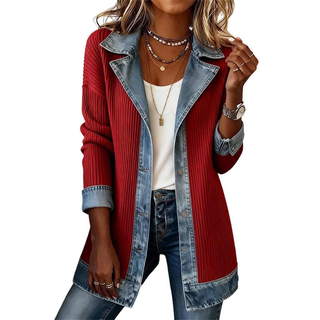 Lea | Chaqueta vaquera con inserciones de punto acanalado