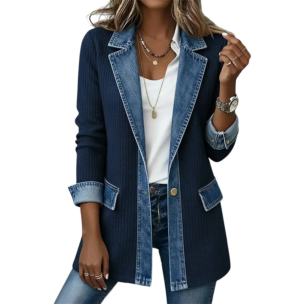 Lea | Chaqueta vaquera con inserciones de punto acanalado