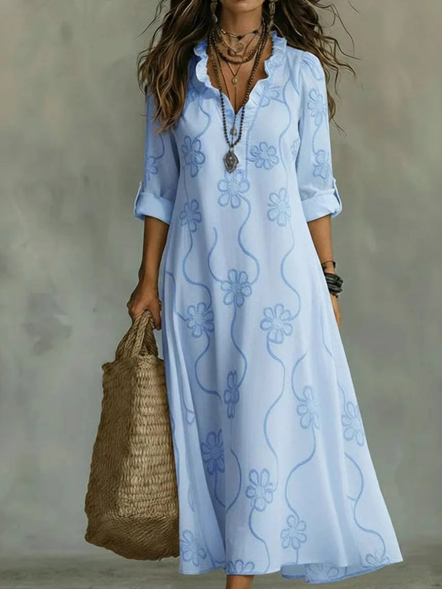 Siena | Elegante vestido largo de verano con estampado floral